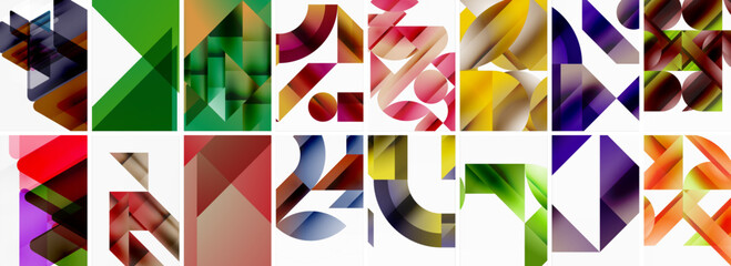 Set of abstract minimal geometric backgrounds with lines, circles and triangles. Vector Illustration For Wallpaper, Banner, Background, Card, Book Illustration, landing page