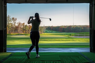 Swinging golf ball, silhouette