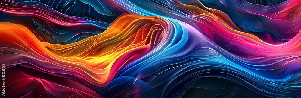 Poster abstract background with colorful waves and lines, creating an abstract pattern in the style of digi