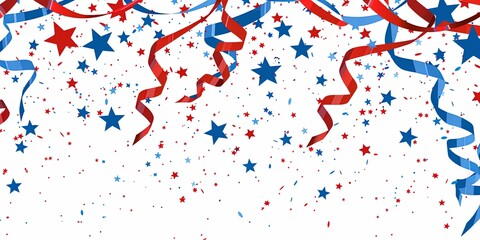 Festive Flowing American Flags with Stars Background