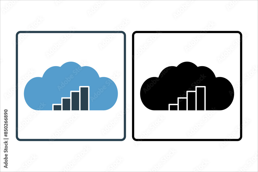 Poster cloud analytics icon. icon related to cloud computing. suitable for web site, app, user interfaces, 