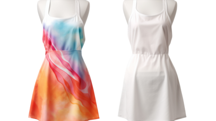 Watercolor Print Strapless Dress With Matching White Slip