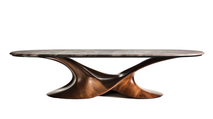 Contemporary Oval Dining Table With Walnut Wood Base