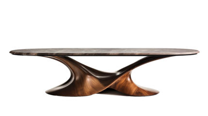 Contemporary Oval Dining Table With Walnut Wood Base