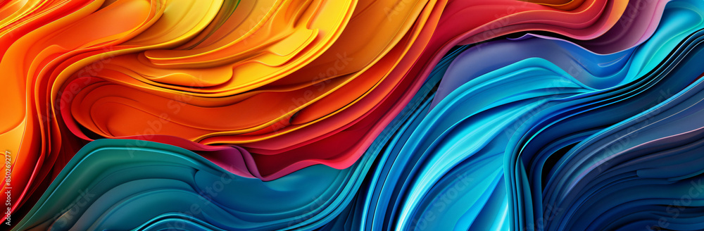 Poster abstract background with colorful waves and lines, creating an abstract pattern in the style of digi