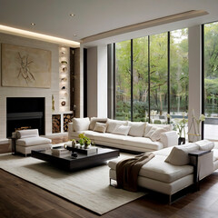 modern living room interior design with white sofa