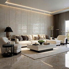 modern living room interior design with white sofa
