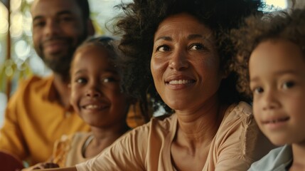 Obraz premium A happy family is sitting at the dinner table
