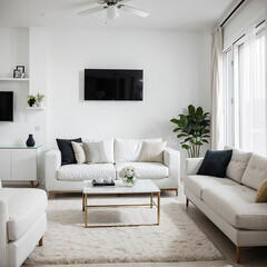 modern living room interior design with white sofa