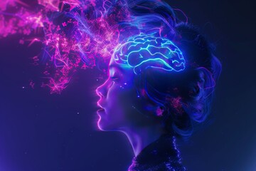 woman with glowing brain