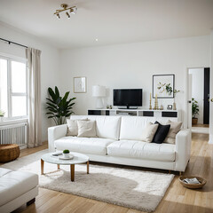 modern living room interior design with white sofa