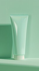 Realistic blank green Tube Skincare packaging product design for mockup, poster or banner. vertical.