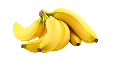 Bunch of Ripe Yellow Bananas Isolated on White Background