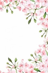 Obraz premium bouvardia themed frame or border for photos .with clusters of small pink and white flowers. watercolor illustration, white color background. 