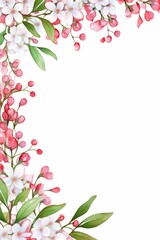 Naklejka premium bouvardia themed frame or border for photos .with clusters of small pink and white flowers. watercolor illustration, white color background. 