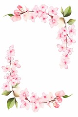 bouvardia themed frame or border for photos .with clusters of small pink and white flowers. watercolor illustration, white color background. 