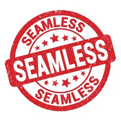 SEAMLESS text written on red round stamp sign.