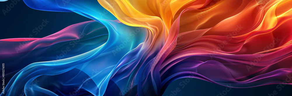 Poster abstract background with colorful waves and lines, creating an abstract pattern in the style of digi