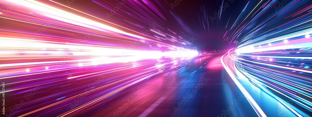 Poster futuristic and awesome colorful light speed. illustrative representation of the fast-paced and dynam