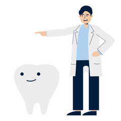 Smiling Dentist with Dental Character