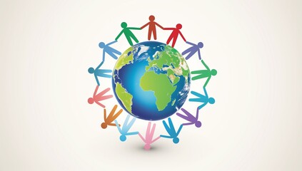 world population day, paper cut people stand around the world