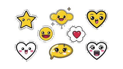 Vector collection of cute patch stickers