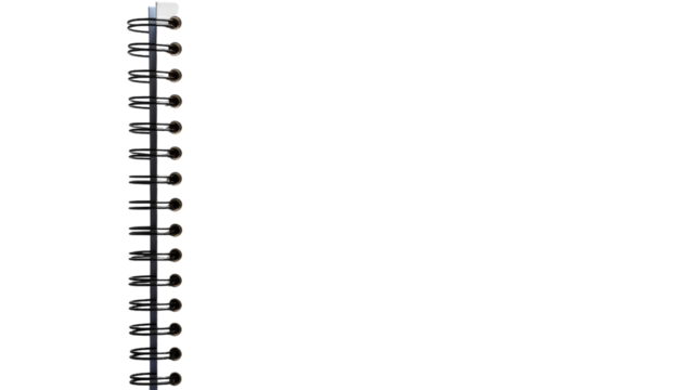 Close Up of a Black Spiral Binding on a White Notebook