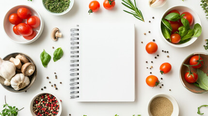 recipe notebook with vegetables