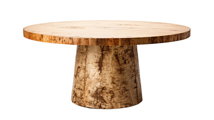 Round Wooden Table With Birch Bark Base