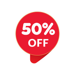50% off circle vector red tag design 