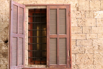 A small window as an architectural detail of housing construction in Israel.