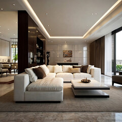 modern living room interior design with white sofa