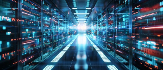 Obraz premium An advanced outsourcing facility where AI and robotics optimize global business processes