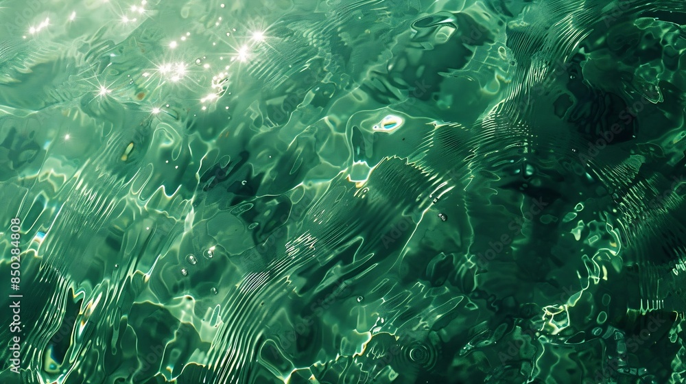 Aufkleber transparent dark green clear water surface texture with ripples splashes abstract nature background 
