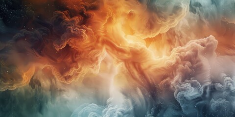 Fototapeta premium Vivid and dynamic abstract cloudscape showcasing a blend of bright and dark colors in digital art style.