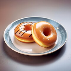 2 donuts with different flavors photographed for promotional purposes. Banner Poster, Social Media.