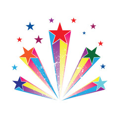 Colourful shooting stars set. Background with colourful stars. Abstract shooting star. Rainbow Colourful Shooting Star vector, icon. Vector illustration.