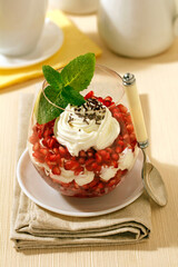 Pomegranate with yogurt.