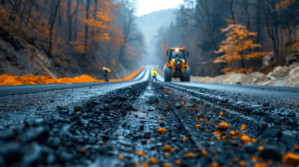 Civil engineers from a road construction supervision team meticulously inspect and supervise a new road construction site, ensuring adherence to standards and specifications.