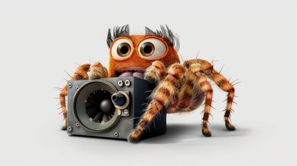 cute spider listening to music