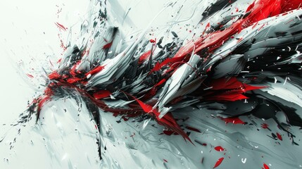 A painting with red and black colors, creating a dynamic and visually striking artwork.