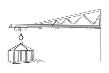 International logistics and cargo delivery concept. Single line draw design vector graphic illustration.