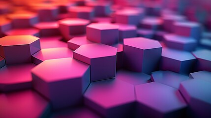 Fototapeta premium An abstract background with hexagons arranged in a gradient from purple to pink, soft pastel colors, hd quality, digital art, smooth transitions, geometric design, modern aesthetic.