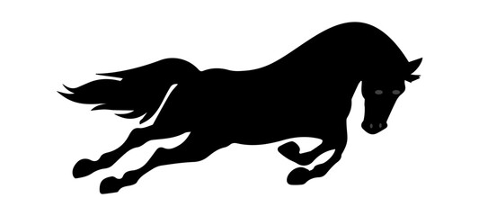 Black Horse Running  silhouette on white background vector.