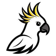 Solid black outline Cockatoo animal vector  illustration