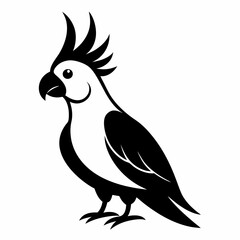 Solid black outline Cockatoo animal vector  illustration