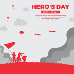 Silhouette of war situation for heroes day