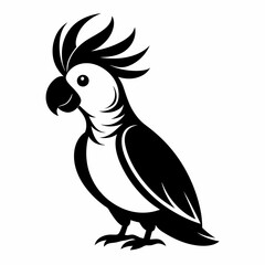 Solid black outline Cockatoo animal vector  illustration
