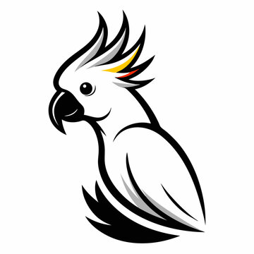 recommend clip art: Solid black outline Cockatoo animal vector  illustration