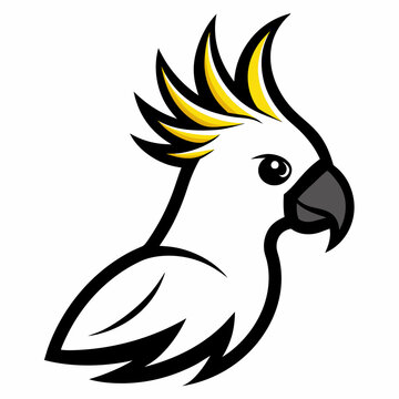 recommend clip art: Solid black outline Cockatoo animal vector  illustration